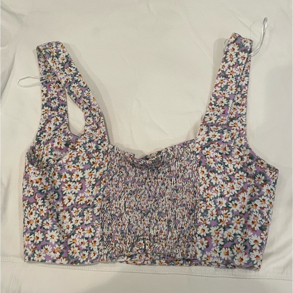 Zara Linen Blend Flower Crop Top - Picture 3 of 3